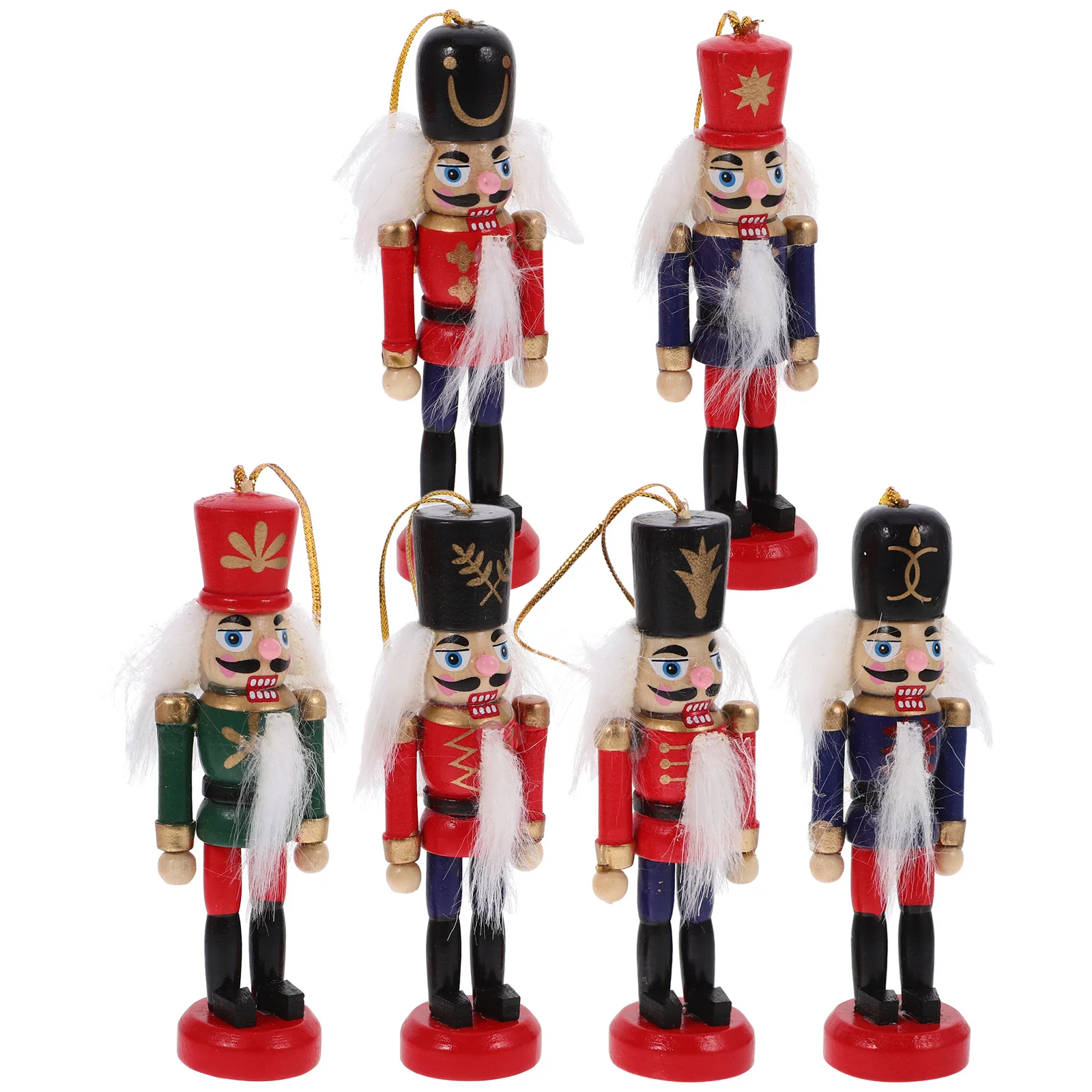 

6Pcs Small Wooden Nutcracker Soldier Xmas Hanging Ornaments Colorful Christmas Tree Decorations Holiday Nutcracker Craft Home