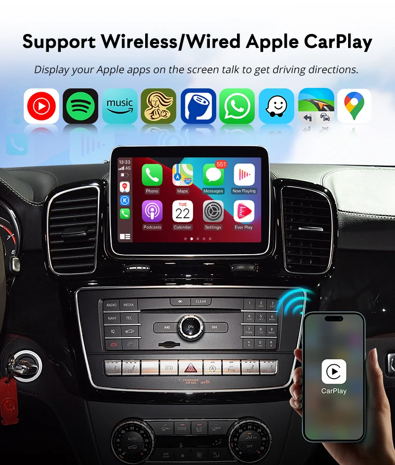 2025 واجهة JoyeAuto اللاسلكية Apple CarPlay لمرسيدس 2015-2018 NTG5.0 اللاسلكية أندرويد السيارات مرآة لينك صندوق AirPlay #5
