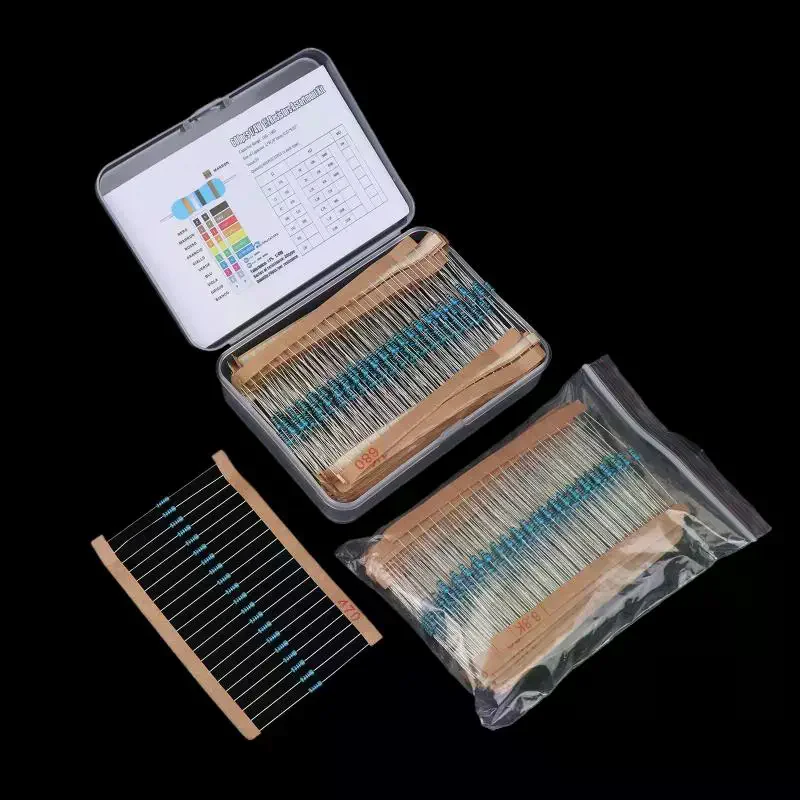 300/600PCS 1/4W Metallschichtwiderstandssatz 1% 0,25W Widerstände Kit 10Ω~1MΩ Farbiger Ringwiderstand Elektronisches Kit