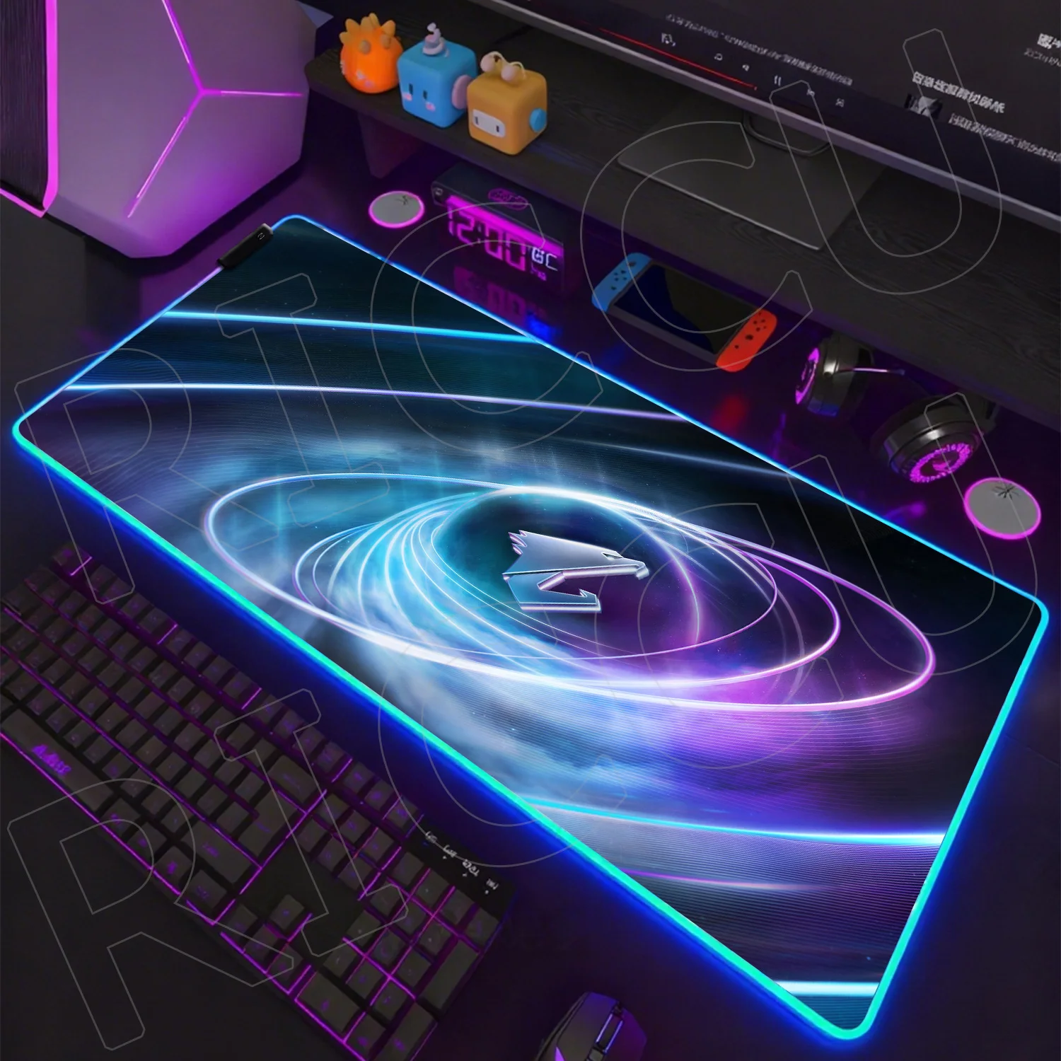 RGB المطاط AORUS كبير الألعاب HD ماوس الوسادة XXL مكتب الكمبيوتر ملحقات الكمبيوتر ألعاب الكمبيوتر المحمول LED ماوس السجاد لوحة المفاتيح حصيرة مكتبية #3