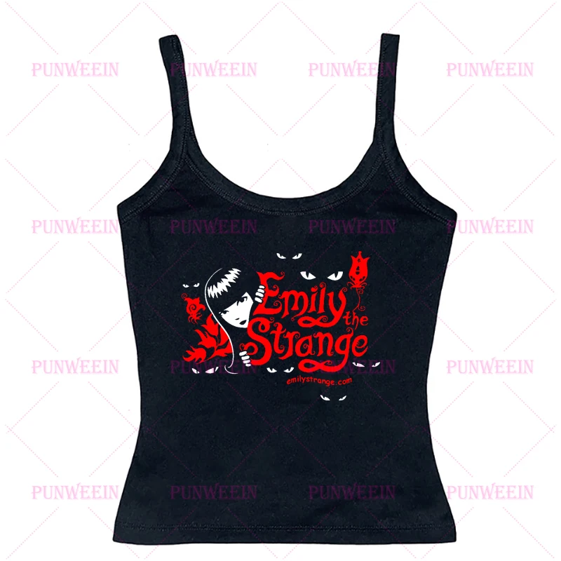 Emily The Strange Cat Individuality Vintage Y2k 90s Tank Top Streetwear Harajuku Gothic Graph cute Streetwear Emo girl Tank Top