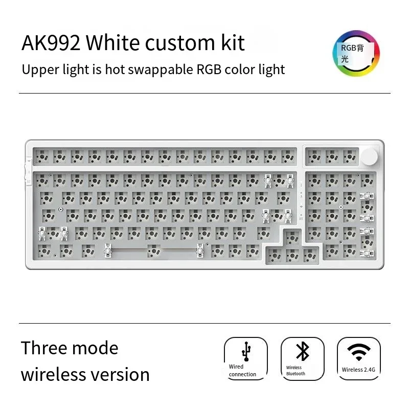 Ajazz Ak992 Mechanical Keyboard Three Model Gasket Rgb Backlight 2.4g Wireless Full Key Hot Swap Bluetooth Pc Gaming Keyboard