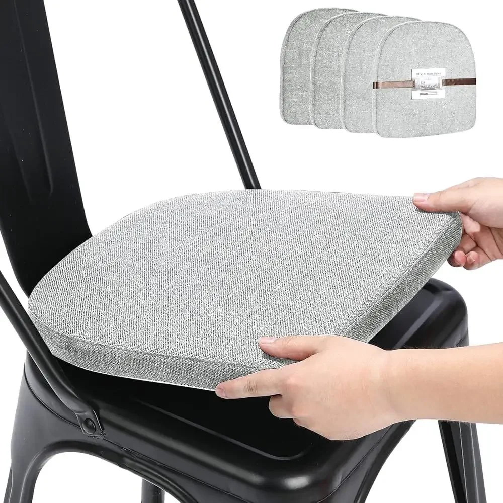 Comfortable Woven Fabric Cushions Set of 4 Anti-Slip Magnetic Seat Pads Dining Kitchen Bistro Chairs