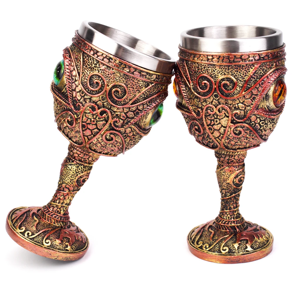 عين التنين كأس الفولاذ المقاوم للصدأ والراتنج كأس للنبيذ أفضل صديق ديرثداي الهدايا بار درينكوير الخيال السبورة #5