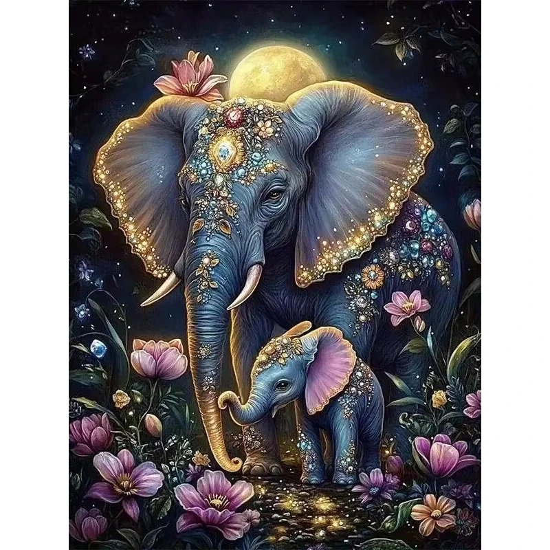 

500 1000 1200 2000pcs Puzzle Fun Elephant With Floral Pattern Animal Art For Kids Adults Family Game Night Brain Teaser Toy Gift