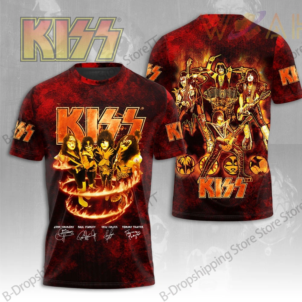 شعبية روك قبلة الفرقة ثلاثية الأبعاد تي شيرت مطبوع الرجال النساء موضة الهيب هوب قصيرة الأكمام المتضخم تي شيرت فاسق القمم تيز الرجال الملابس الصبي