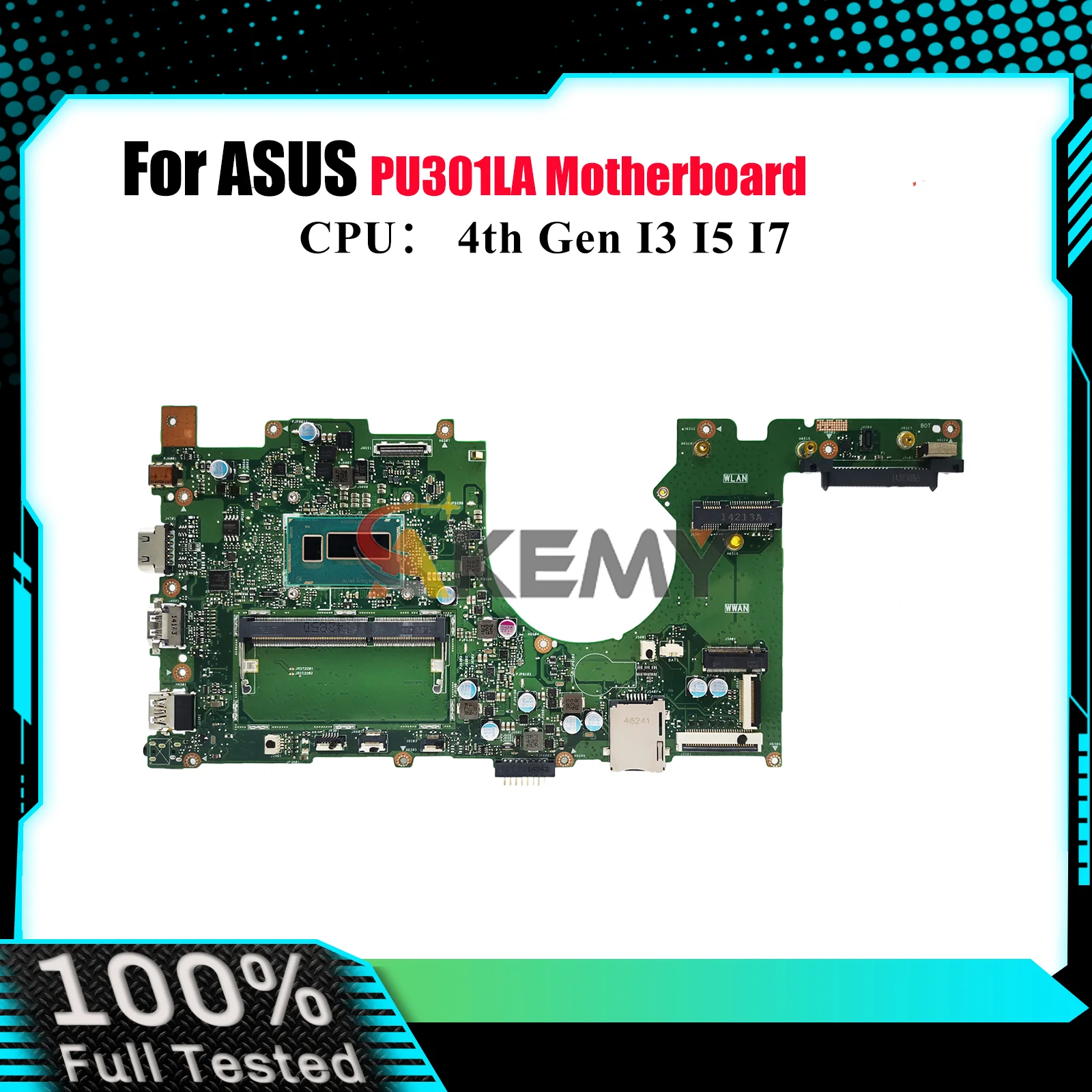 

PU301LA Laptop Motherboard For ASUS VivoBook PU301LA PU301L Notebook Mainboard With I3 I5 I7 CPU 100% tests OK fast shipping stk