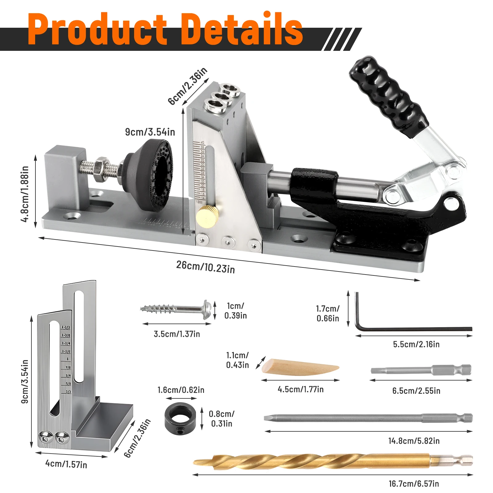 Pocket Hole Jig Kit, Professional and Upgraded Metal Pocket Screw Jig with Removable Vacuum Adapter