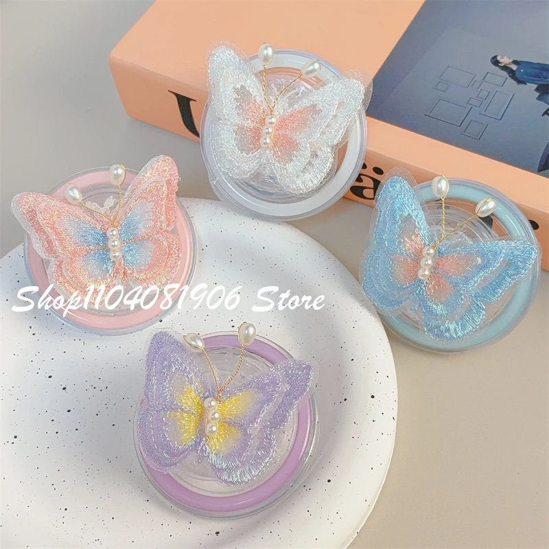 

Korean Cute Cartoon Butterfly Magnetic Holder Phone Griptok Grip Tok Phone Stand Support For iPhone 17 For Pad Magsafe Smart Tok