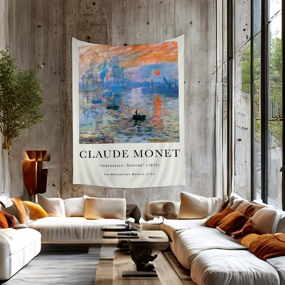 1PC Claude Monet Abstract Retro Impressionist Printed Large Wall Tapestry Art Science Fiction Room Home Decor Decor Blanket