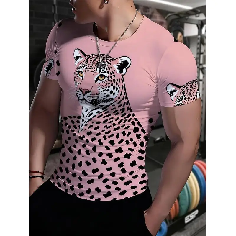 Men's Functional Style Geometric Print Fitness Shirt Moisture Wicking Quick Dry Short Sleeve Slim Fit Muscle Defining Outdoor