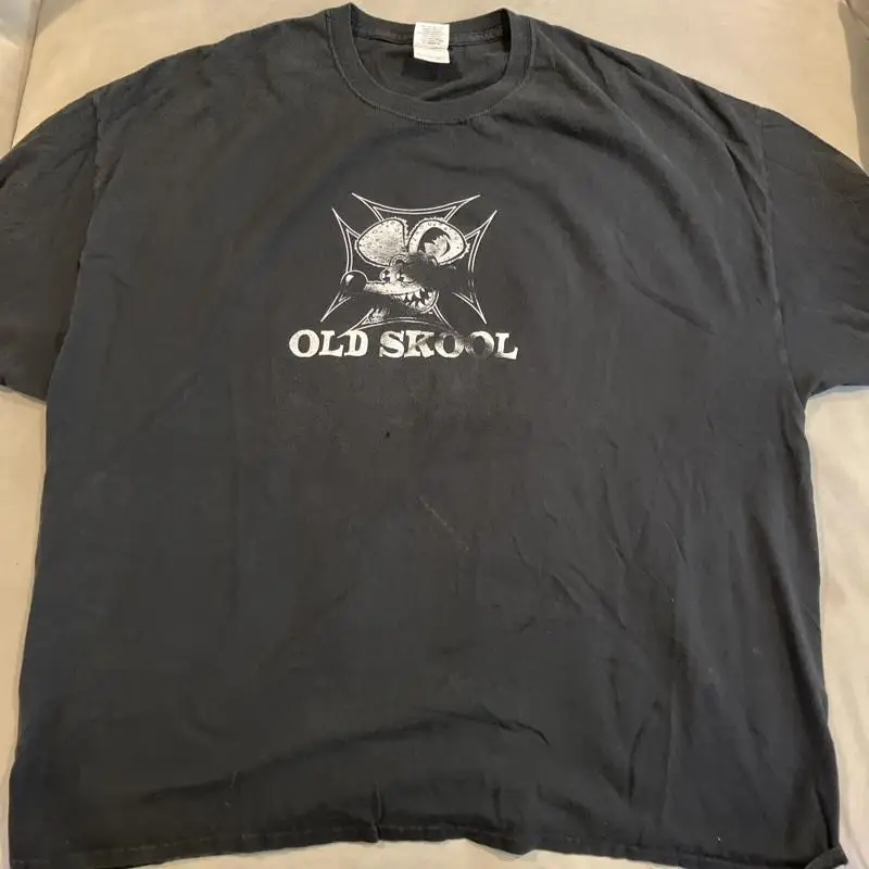 Old Skool - Rats Hole Custom Choppers- Rat Fink  T Shirt  Big Daddy Roth