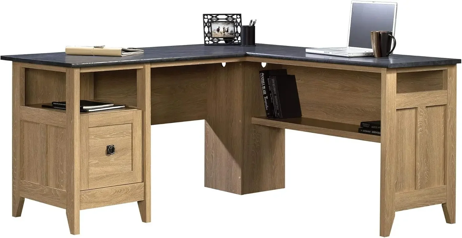 

Sauder August Hill Home Desk with Drawers, Large Space, Suitable for Bedroom, Living Room, Balcony, Easy To Assemble