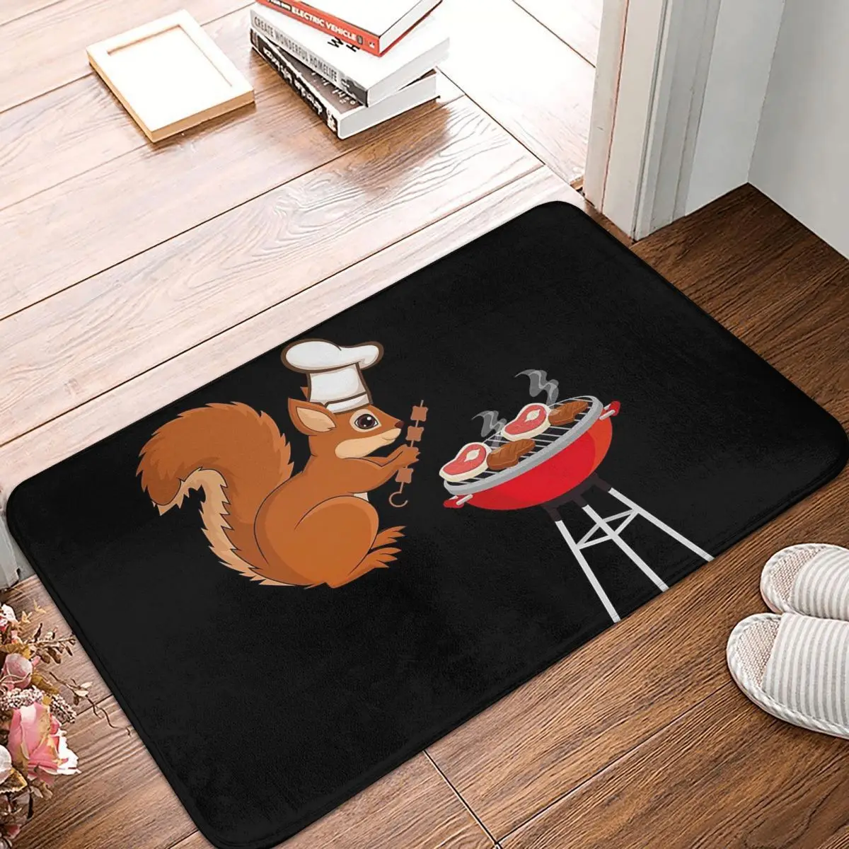 Chef Squirrel Barbecue BBQ Anti-slip Doormat Floor Mat Antiwear Carpet Rug for Kitchen Entrance Home Balcony Footpad Mats