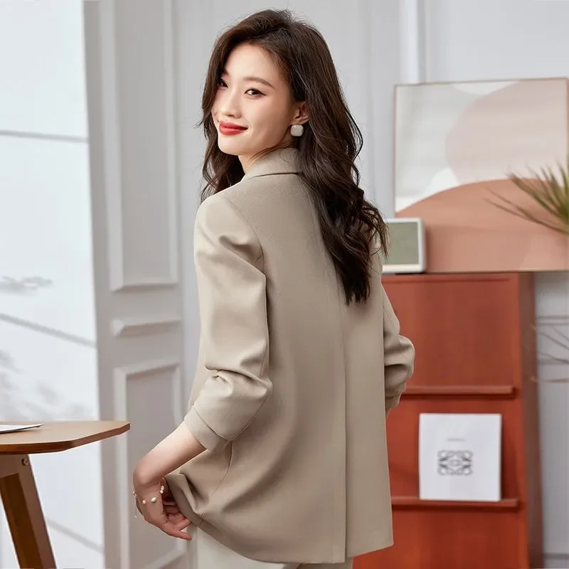 

Women Cothing Notched Suit Jacket Long Sleeve Office Ladies Blazer Coat 2025 Spring New Casual Single-Breasted Outerwear W826