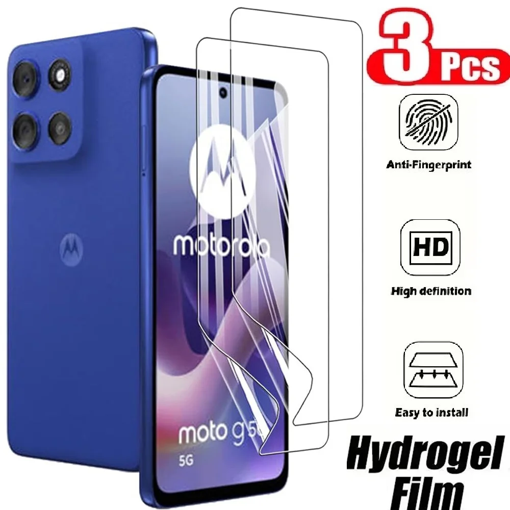 Película de hidrogel para Motorola G86 G84 G82 G72 G73 G75 G77 G67 G64 G60S G56 G55 G54 G53 G52 G45 G42 G41 G35, Protector de pantalla, 3 uds.