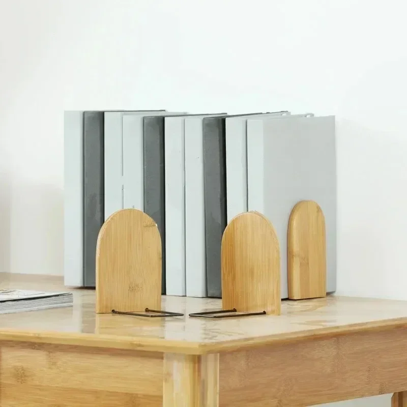 New Simple Style Wood Iron Book End Shelf Desktop Bookend Holder Office School Supplies Accessory Stationery Bookends For Book