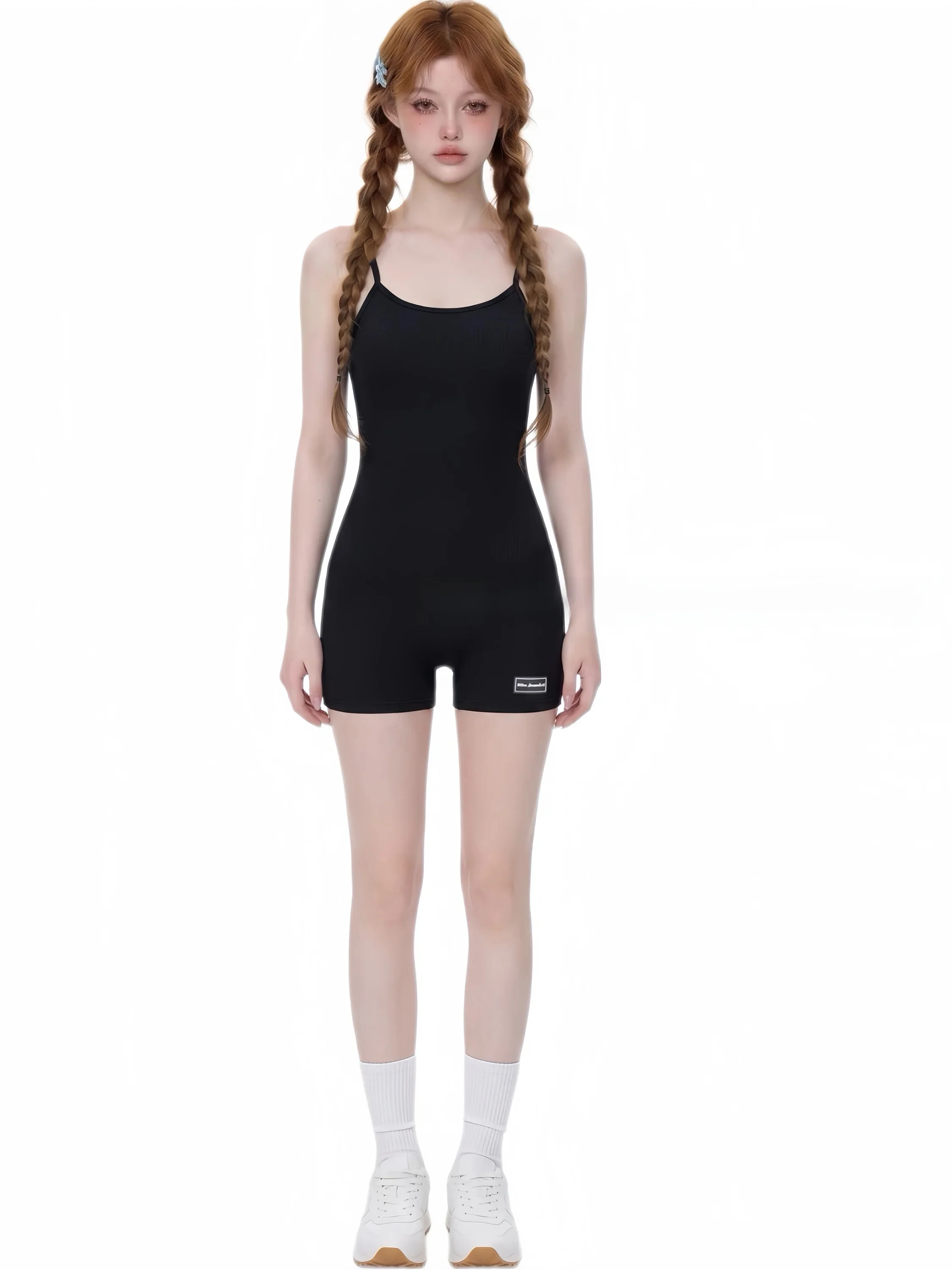 

Slimming Sports One-Piece Swimsuit for Women Summer Student Special Black Conservative Gym Pool Strapless High Waist Swimsuit