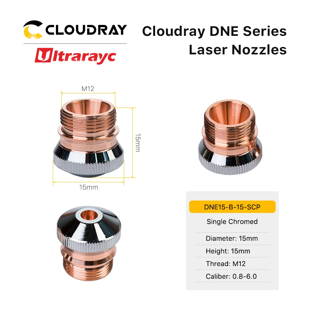 Ultrarayc DNE nosel Laser Conusmables Dia.15mm 17mm H15 M12 nozel lapisan ganda tunggal krom untuk mesin pemotong serat