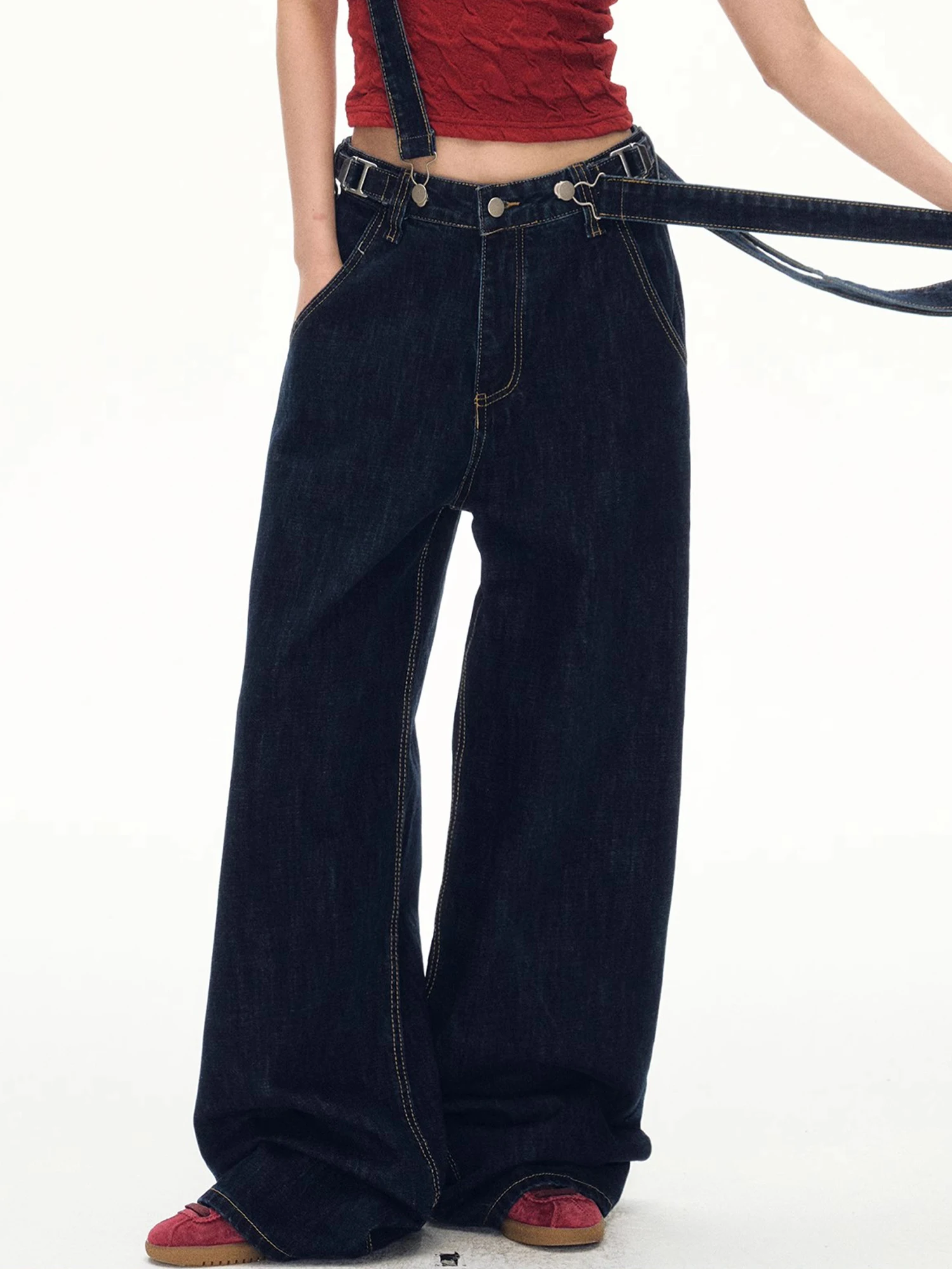 

Women's Dark Blue Y2k Emo Baggy Jeans Harajuku 90s Vintage Denim Trousers Japanese 2000s Style Jeans Pants Clothes 2025 Summer