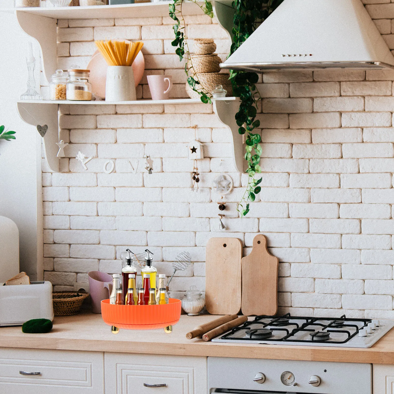 

1Pcs Rotatable Storage Rack Creative Kitchen Organizer for Condiments Spices Heavy Duty Rotating Shelf Easy Rinse Sundries