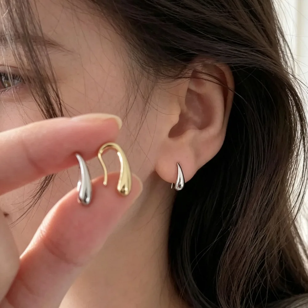 Silver Tone Water Drop Earring for Women, Simple Elegant Ins Retro Temperament Jewelry Ideal Party Birthday Romantic Gift