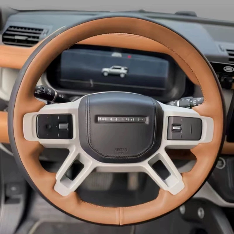 DIY Hand Sewing Car Steering Wheel Cover for Land Rover Discovery 5 Car Genuine Leather Suede Interior Accessories