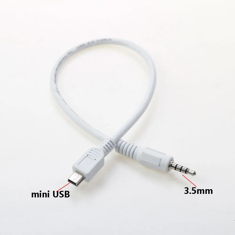 3.5mm stereofoniczny męski interfejs do 30cm mini USB 5-pinowy wtyk męski M/M adapter audio mini USB do 3.5 przewód AUX przewód do konwersji audio