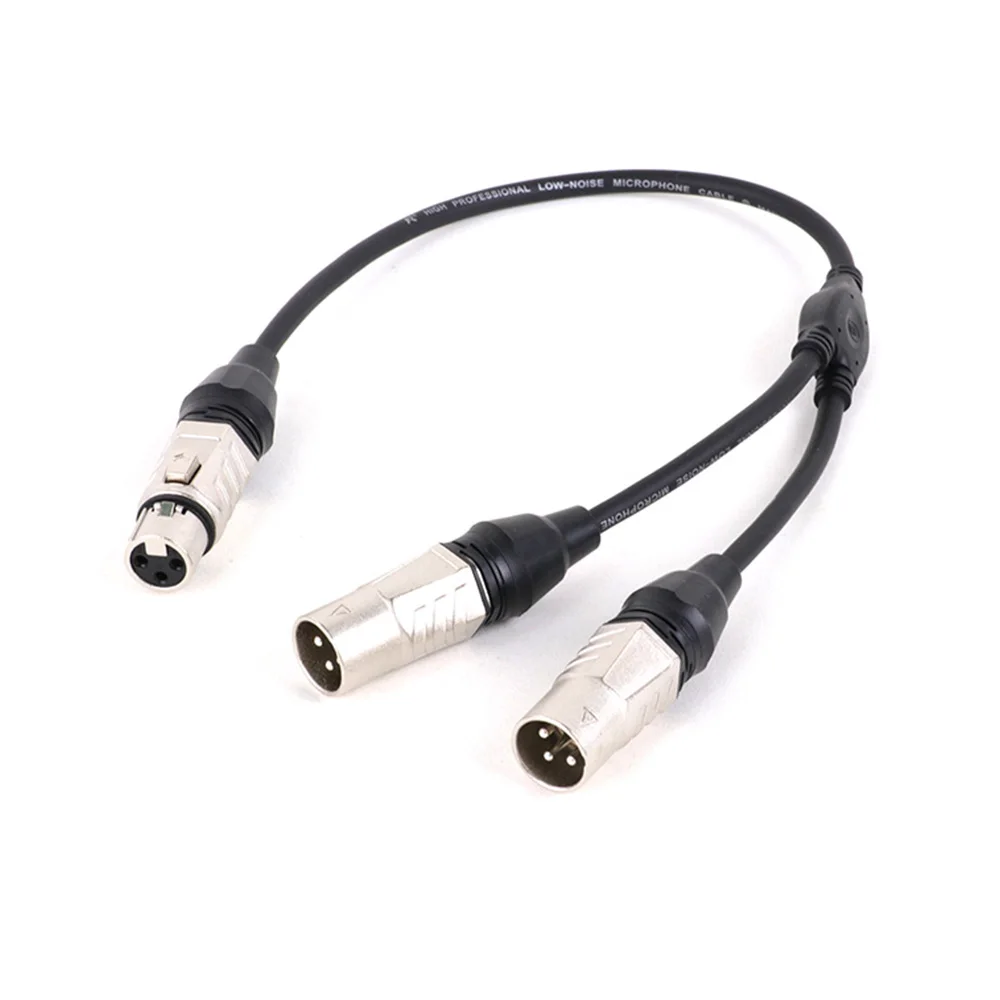 XLR Female to Dual XLR Male 3pin Y Splitter Cable For Microphone Mixer Amplifier Audio Mixing Console