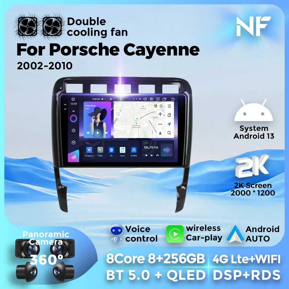 

Android 13 car For Porsche cayenne 2002-2010 Multimedia Video Player 2 Din GPS Carplay DVD Headunit Stereo 4G WIFI Touch Screen