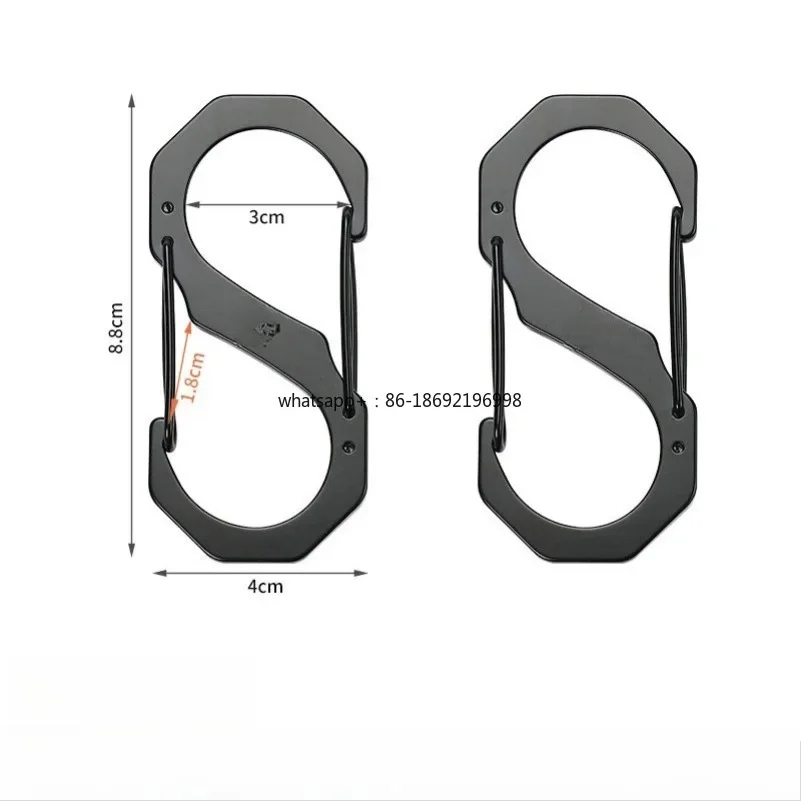 S Type Stainless Steel 8-shaped Buckle Reinforced Mountaineering Buckle Anti-lost Rope Missed Rope Buckle Outdoor Pendant