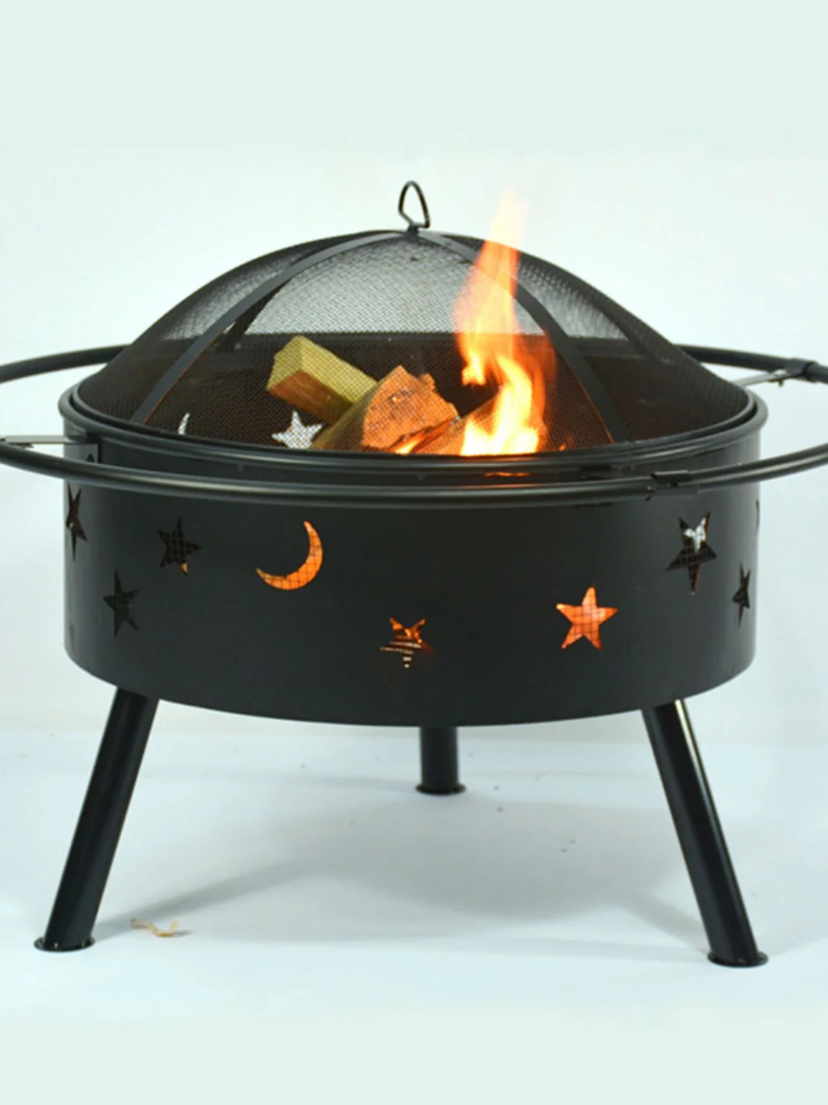 

Уличная печь-костровище для барбекю в стиле звезд и луны, на дровах и угле, для кемпинга и путешествий, большой размер, на 5 человек