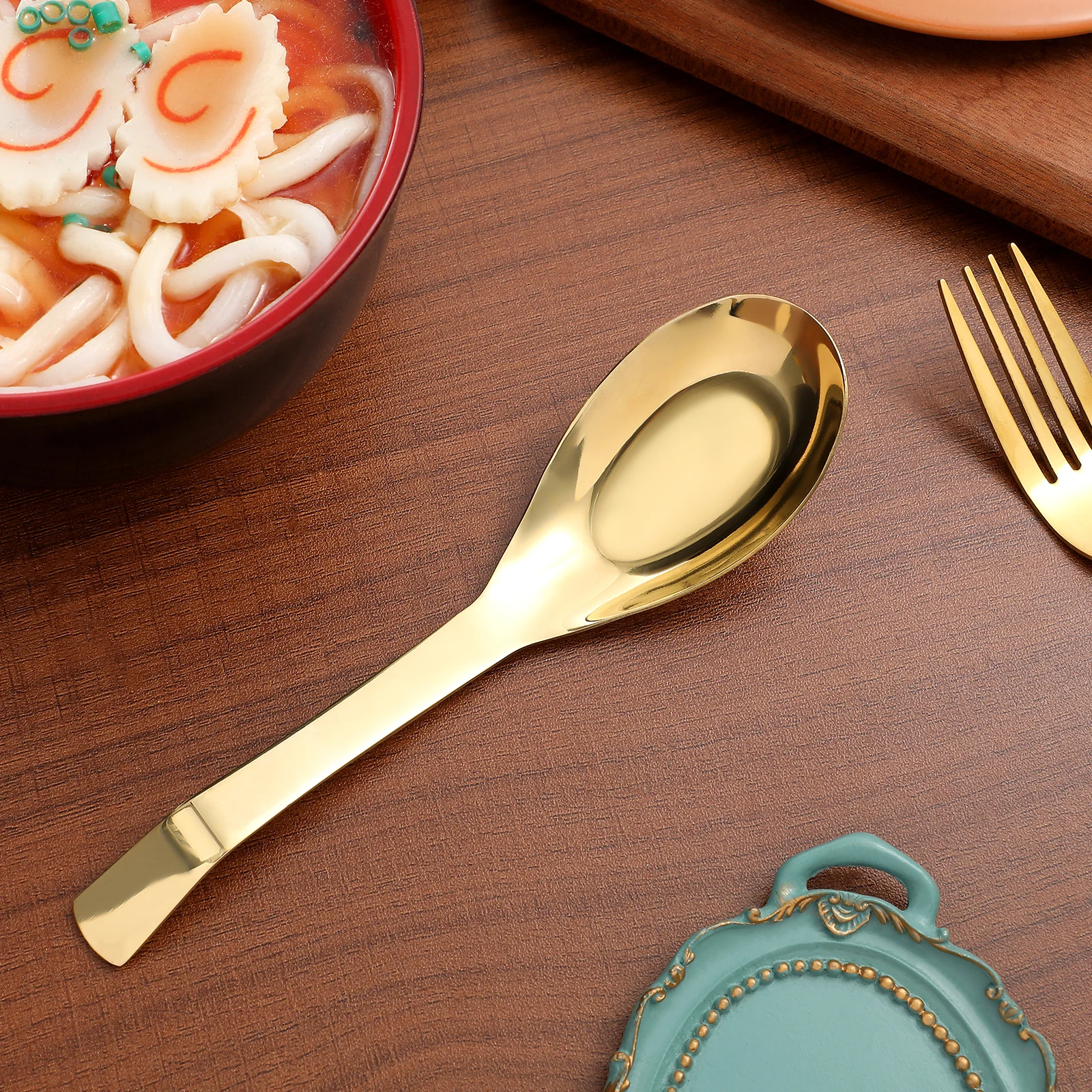 

Brass Soup Ladle Golden Metal Cooking Spoon Large Kitchen Scoop Parties Serving Sauce Non Slip Thick Long Durability Smooth