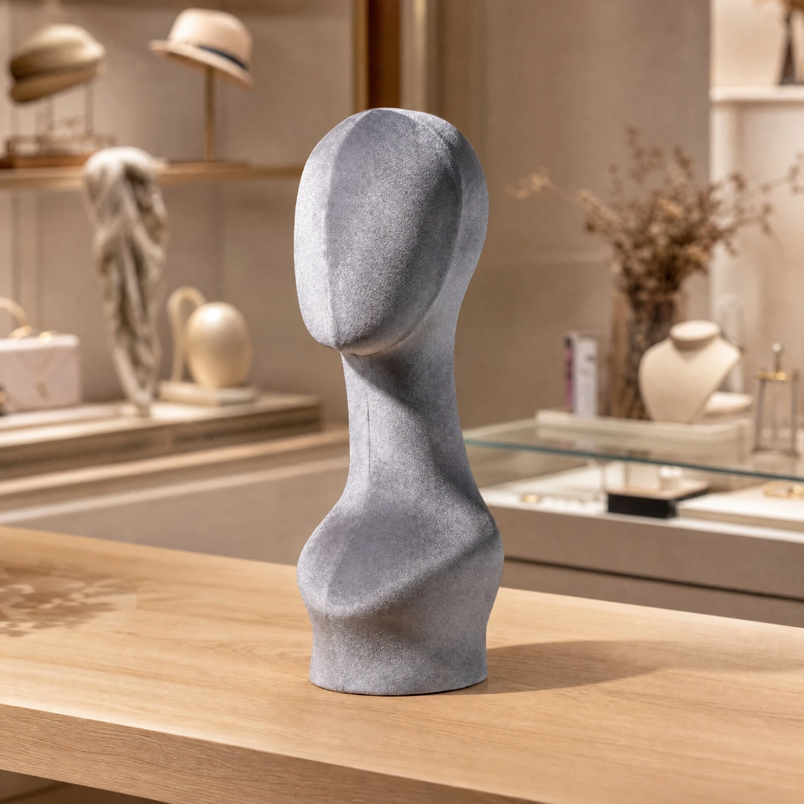 Adult Head Display Mannequin Large Velvet Mannequin Head Bust Form Professional Lightweight for Shop Displays