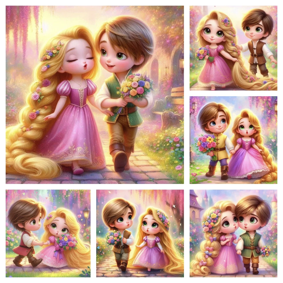 Sweet Couple 5d DIY All Diamond Painting Cute Long Hair Girl and Boy New Diamond Mosaic Embroidery Birthday Gift Room Decoration