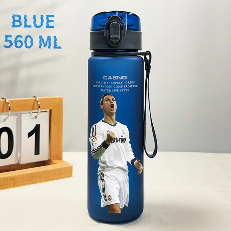 Cangkir air bintang sepak bola 560ML, Lionel Messi Neymar botol minum cangkir kopi portabel hadiah penutup Flip olahraga luar ruangan