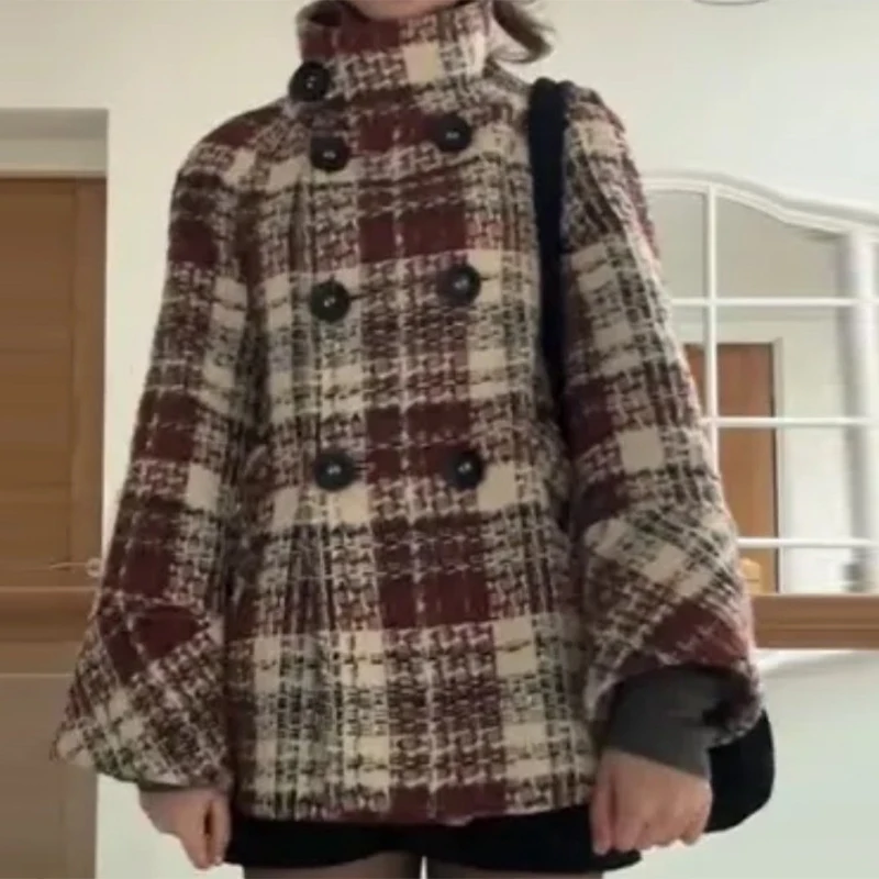 

Новые женские пальто ранней осени, элегантное теплое пальто с воротником-стойкой, женские двубортные свободные пальто с длинными рукавами, универсальные повседневные пальто