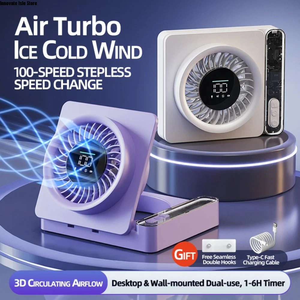 adjustable-levels-rechargeable-fan-timer-function-strong-airflows-wall-mounted-fan-plastic-texture-2000mah-battery