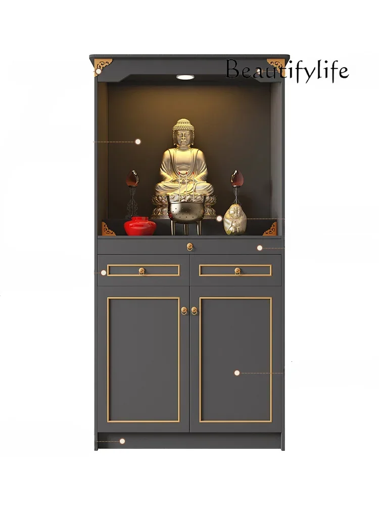 

S Household Incense Burner Table Buddha Shrine Chinese Style Clothes Closet with Door Storage Altar Storage Altar Altar