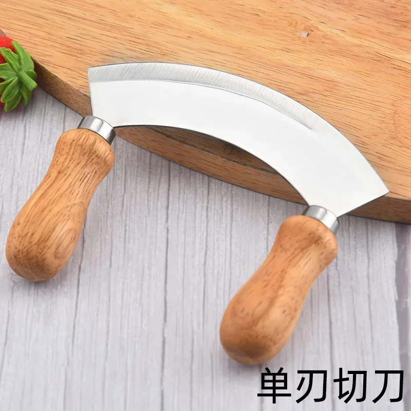 Cheese Stainless Steel Wooden Handle Swing Cutter Double Pizza Wheel Butter Knife Sawtooth Shovel Kitchen Baking Scraper Tool