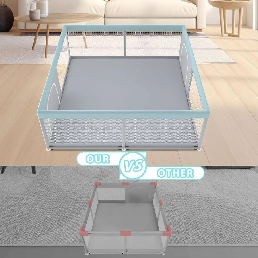 Box per bambini extra large 79 × 79 per uso interno ed esterno Robusto cortile da gioco di sicurezza con morbida rete traspirante Design anticaduta I