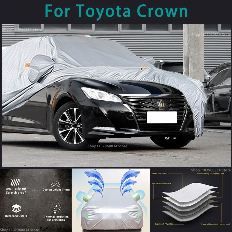 

For Toyota Crown 210T Full Car Covers Outdoor Sun uv protection Dust Rain Snow Protective Anti-hail car cover Auto car cover