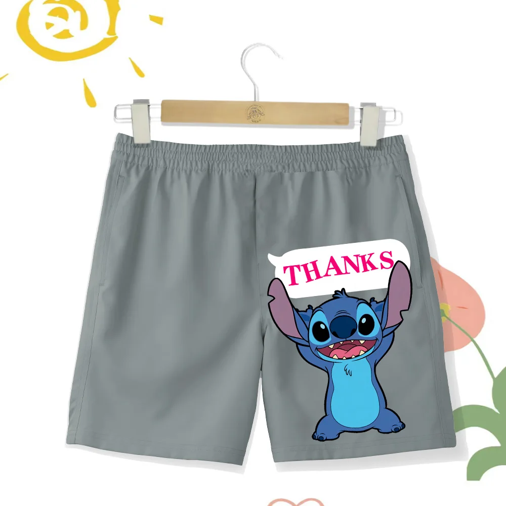 New children's clothing beach shorts with printed Stitch multi-color quick drying, breathable, comfortable soft swimming trunks