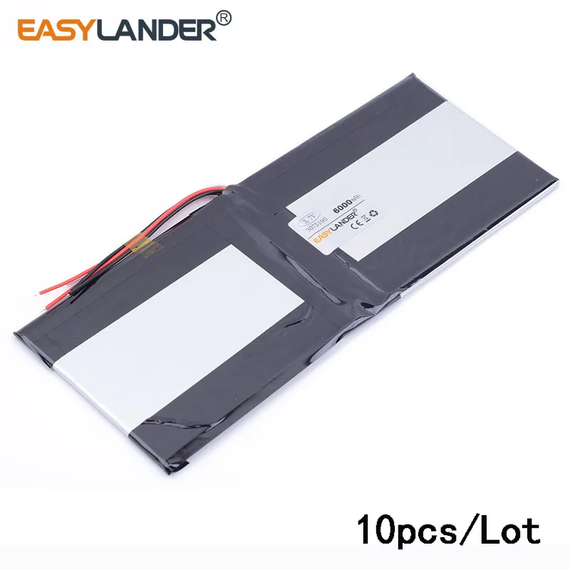 

10pcs/Lot 3.7V 6000mAH 3075190 PLIB (polymer lithium ion battery) Li-ion battery for tablet pc battery Rechargeable batteries