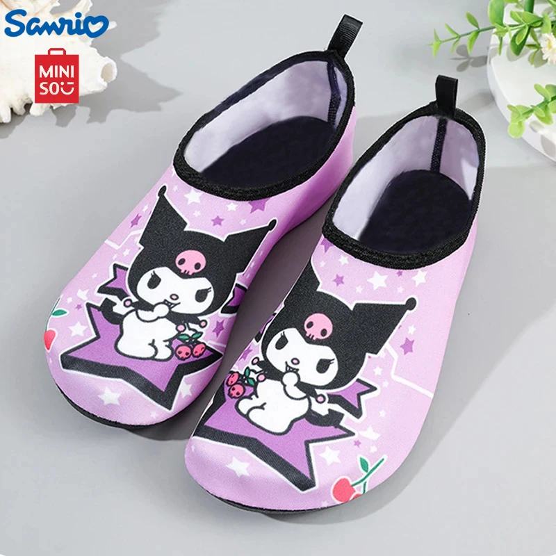 MINISO Kuromi Çocuk Çabuk Kuruyan yüzme ayakkabısı Kawaii My Melody dalış terliği Karikatür Tarçın Sörf Ayakkabıları dalış çorapları