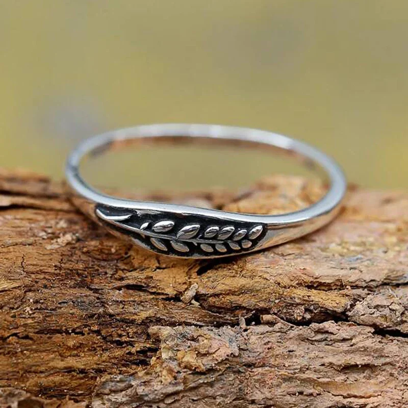 CAOSHI Vintage Chic Dainty Leaf Finger Ring Kobieta Wszechstronna biżuteria w kolorze antycznego srebra do codziennego życia Akcesoria dla kobiet Prezent — zdjęcie 5