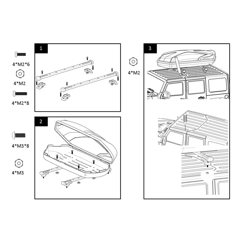Bagażnik dachowy do samochodu zdalnie sterowanego RC w skali 1/10 SCX10 90046 TRX4/TRX6/G63, części modyfikowane.