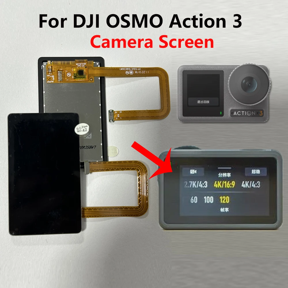 

For Osmo Action3 Camera Rear Screen Display 2.25-inch Replacement for DJI Osmo Action 3 LCD Screen Assembly Camera Accessories