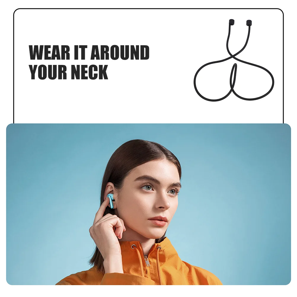 Cordão flexível para fones de ouvido, 2 peças, cordão anti-perda para fones de ouvido com fio, tampões de ouvido, alça de segurança removível, design de compatibilidade