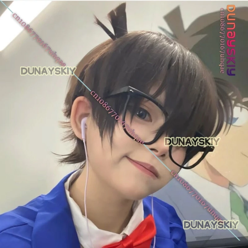 Anime Detective Conan Kudou Shinichi Cosplay Wig With Led Technology Luminous Glasses 2025Anime/Halloween Role-Play Prop Party